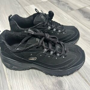 Skechers D’Lites Boys Black Lace-Up Sneakers
